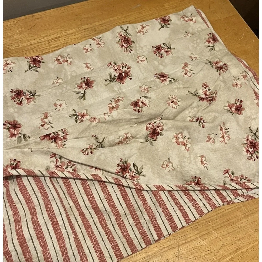 Waverly Home Classic Fairfield Red Floral Stripe Valance Draped Pleat 72x16